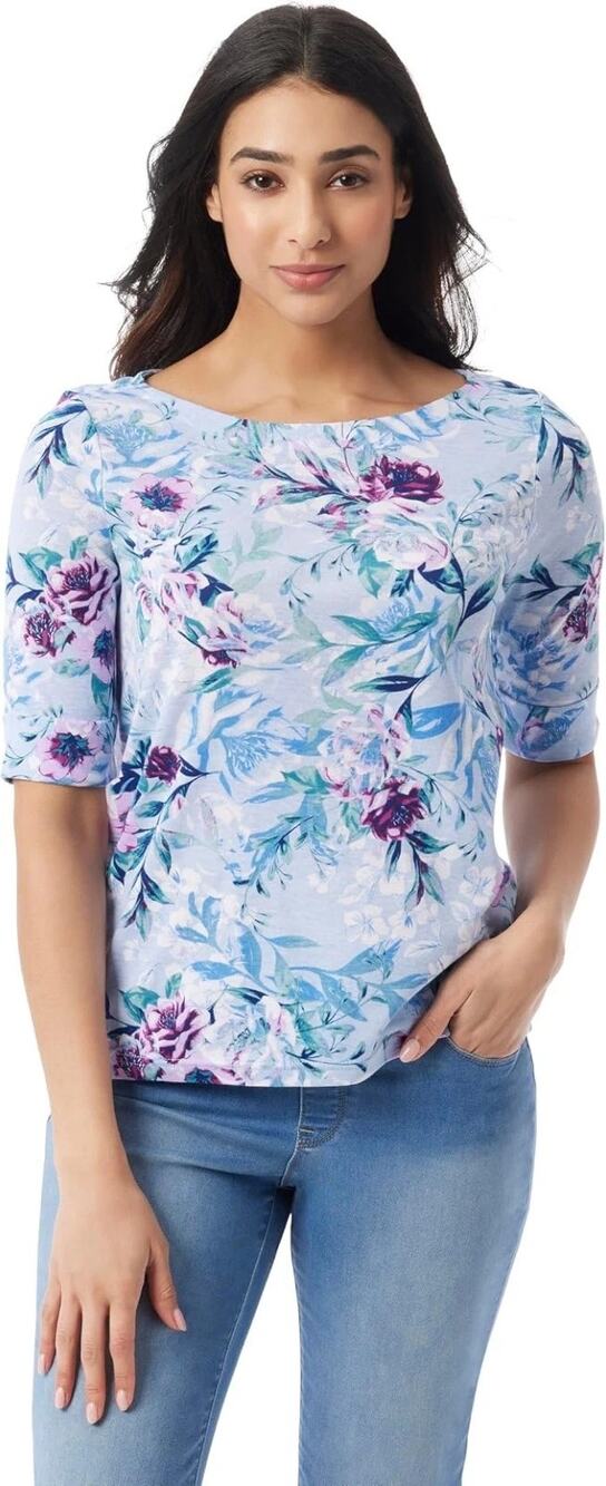 Gloria Vanderbilt Women's Alanis Boat Neck Knit Tee in Toscana Floral
